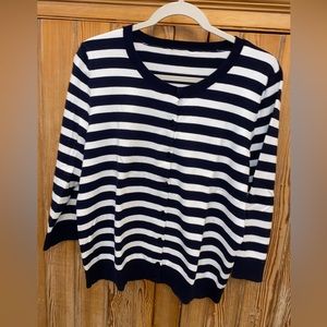 ** SOLD **. Classic Blue and white striped cardigan